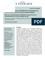 Efecto de Un Programa de Rehabilitación Neuropsicológica de Funciones Ejecutivas en Un Caso de Esclerosis Múltiple