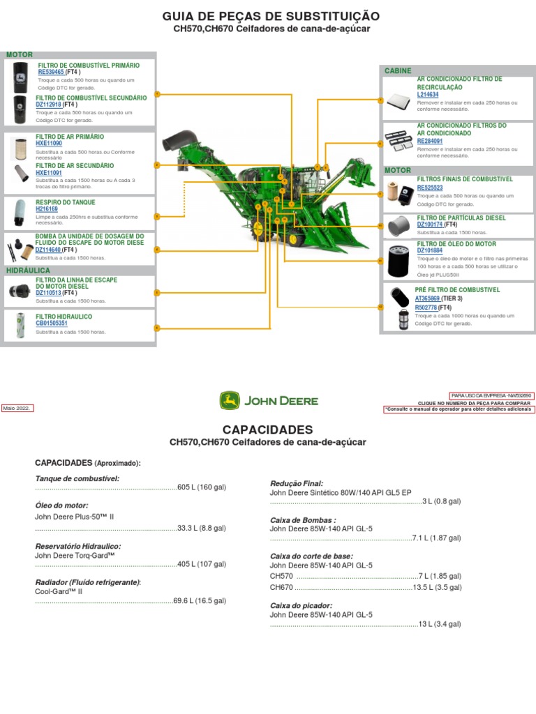 Colhedoras de Cana-De-Açúcar CH570 e CH670 | PDF | Motores