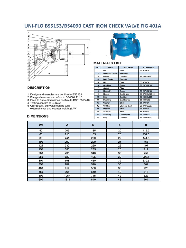 Uniflow Swing Check Valve PDF