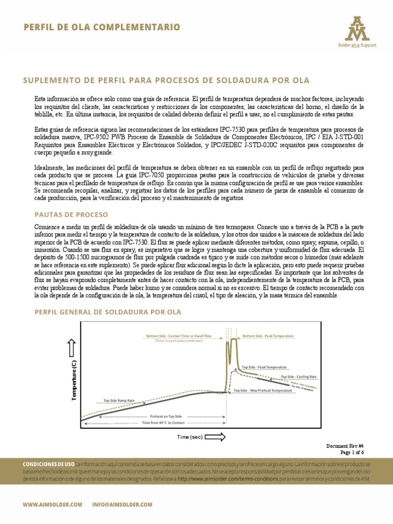 Wave Solder Profile Supplement Spanish PDF Placa de circuito impreso Soldadura