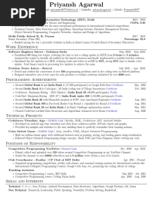 Priyansh Agarwal Resume Linkedin
