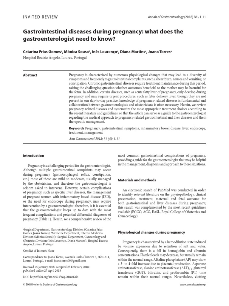 Gastrointestinal Diseases During Pregnancy What Do PDF Inflammatory