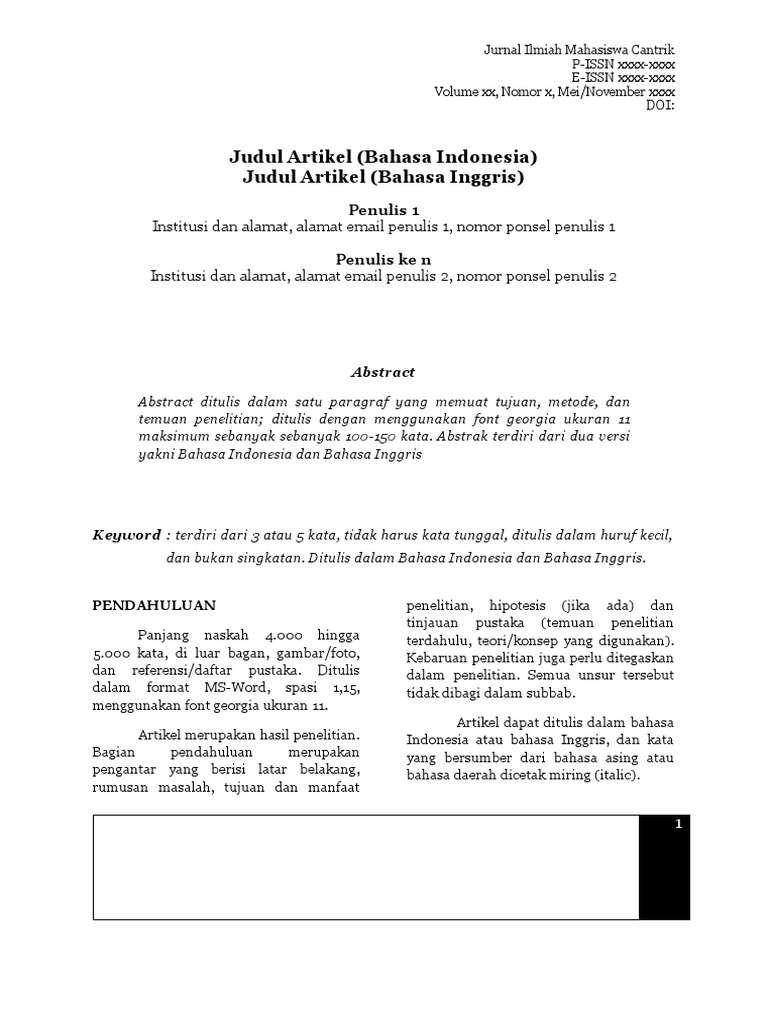 Template Jurnal Ilmiah Mahasiswa Cantrik | PDF | Seni & Disiplin Bahasa
