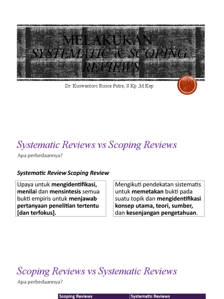 Perbandingan Review Sistematik dan Scoping | PDF