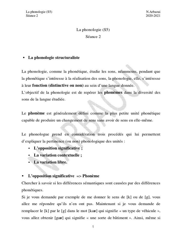 Phonologie : Phonèmes et Variantes | PDF | Phonologie | Syllabe
