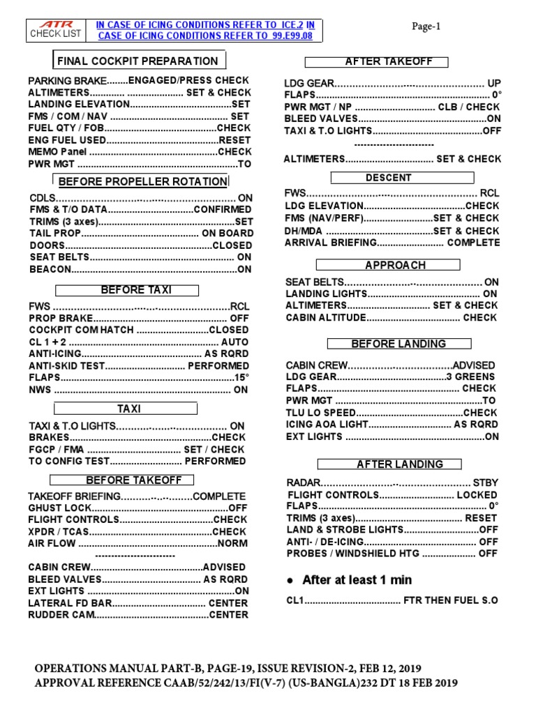 ATR 72-600 Preflight Checklist | PDF | Flight Control Surfaces