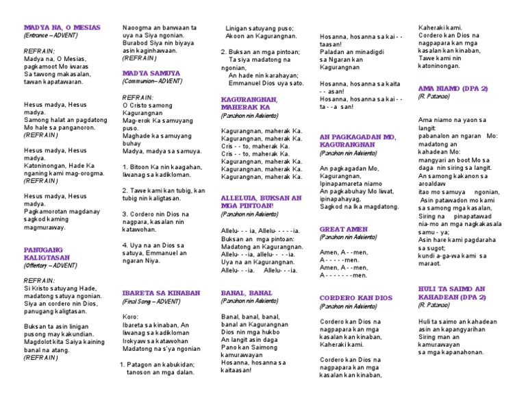 Advent Song 1st And 2nd Sun Pdf