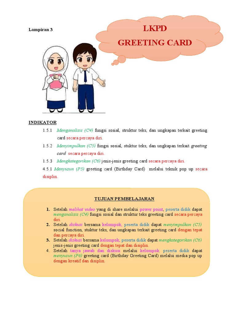 LKPD Greeting Card 2 Download Free PDF Consumer Goods Stationery