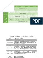 Programacion y Horario Taller de Verano 2019