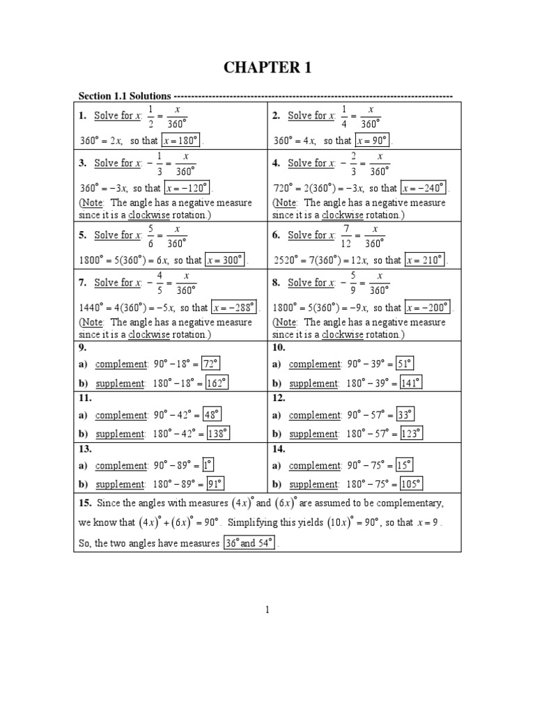 Angle Solutions and Calculations Guide | PDF
