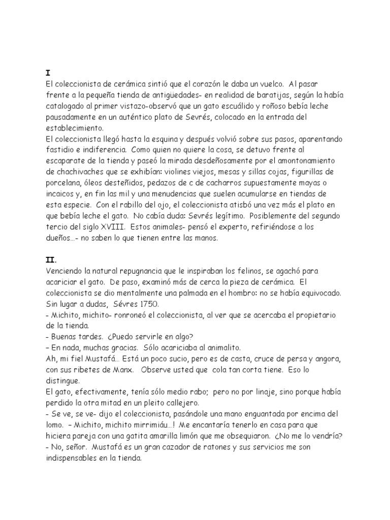 El Gato de Sevrés Reading Comprehension PDF