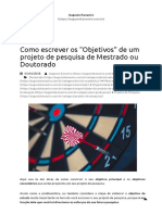 Como Escrever Os "Objetivos" de Um Projeto de Pesquisa de Mestrado Ou Doutorado - Augusto Kanasiro