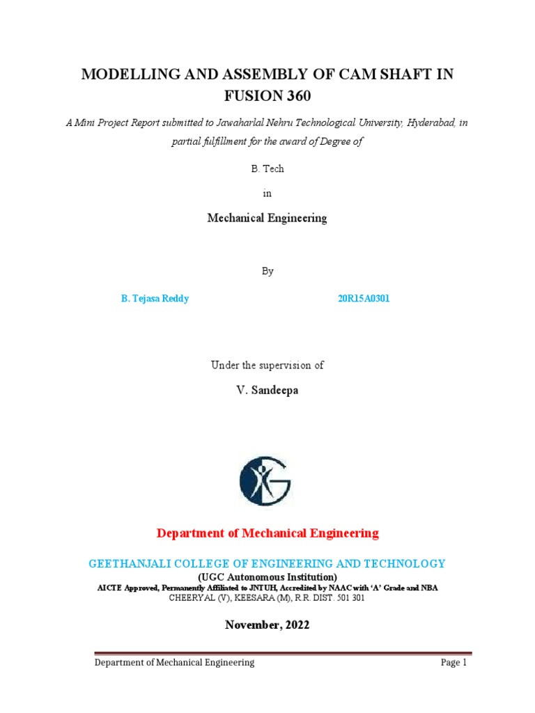Modelling and Assembly of Cam Shaft in Fusion 360 An Integrated CAD/CAM Approach PDF