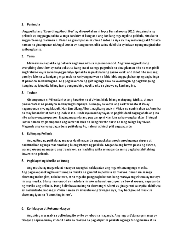 Pagsusuri NG Pelikula Everything About Her | PDF