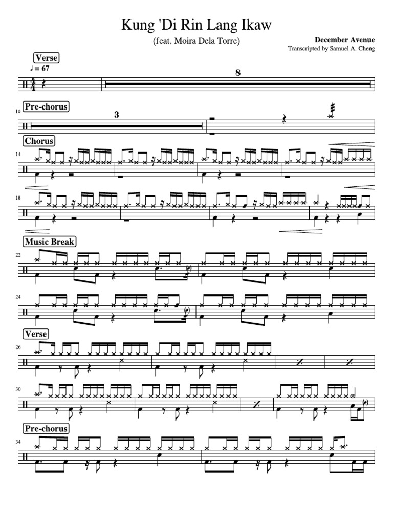 Kung Di Rin Lang Ikaw (Drum Sheet) | PDF