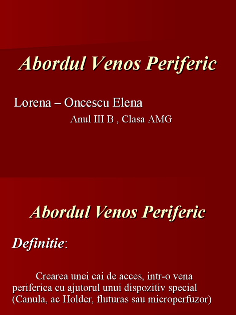 Abordul Venos Periferic Lucrare de Prezentat | PDF