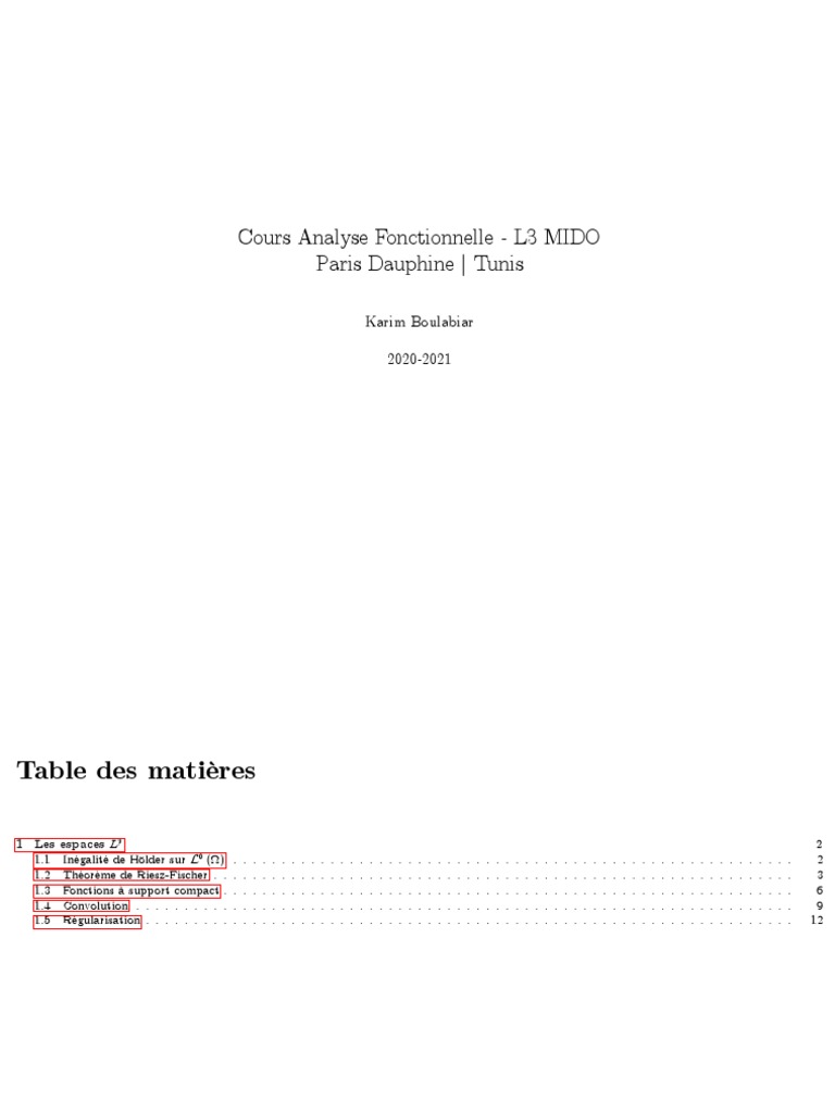Analyse Fonctionnelle : Espaces Lp et Théorèmes | PDF