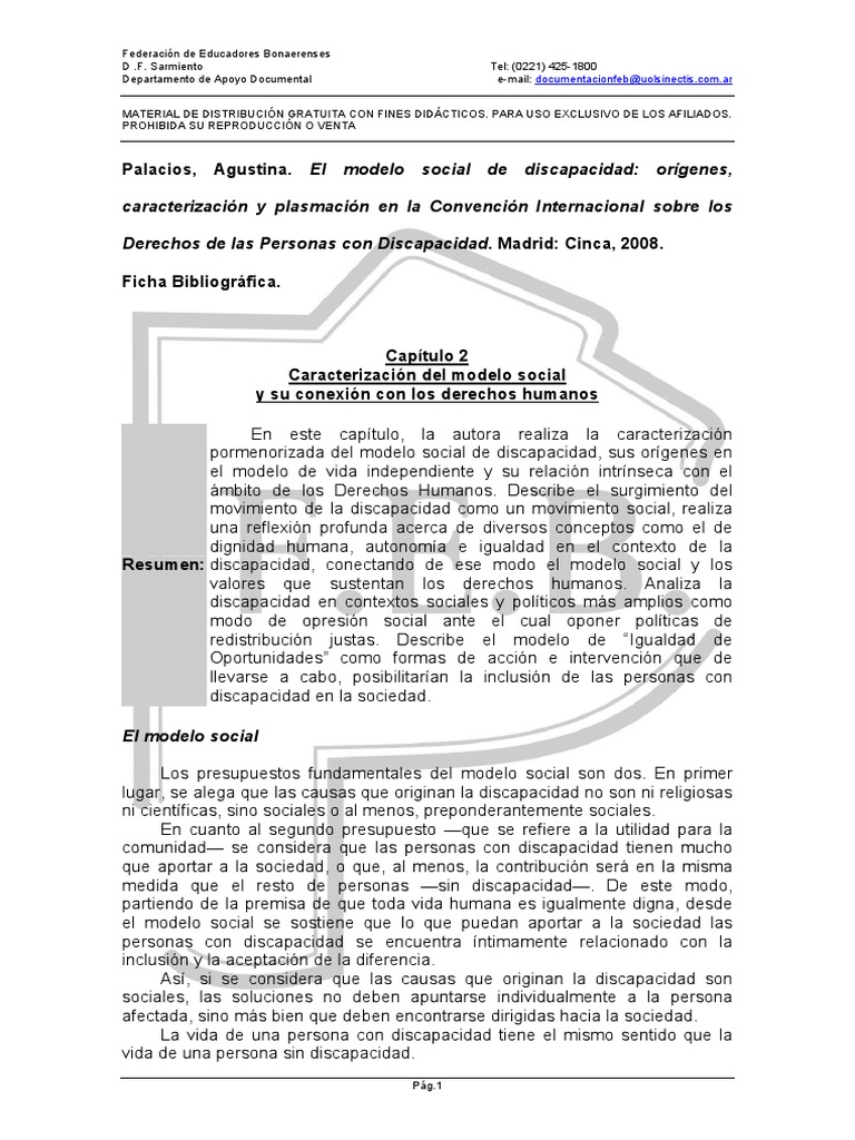 Palacios El Modelo Social de Discapacidad | PDF | Invalidez | Derechos ...