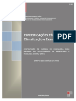 Especificações técnicas para climatização e exaustão do Departamento de Morfologia e Fisiologia Animal da UFRPE