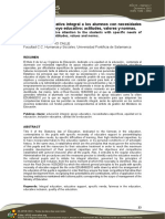 La Atención Educativa Integral A Los Alumnos Con Necesidades Específicas de Apoyo Educativo: Actitudes, Valores y Normas