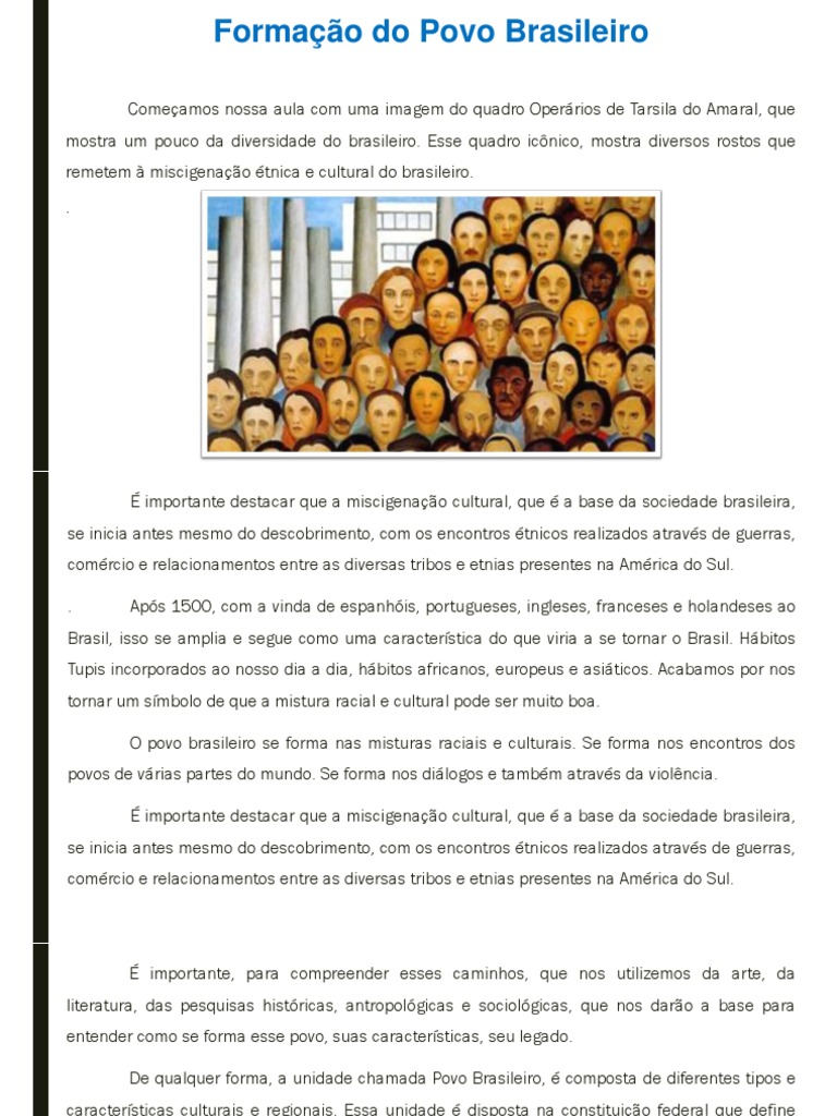 Apostila Formação Do Povo Brasileiro | PDF | Brasil | Miscigenação