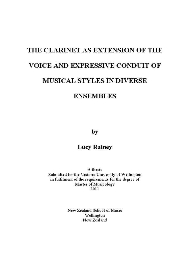 The clarinet as extension of the voice and expressive conduit of