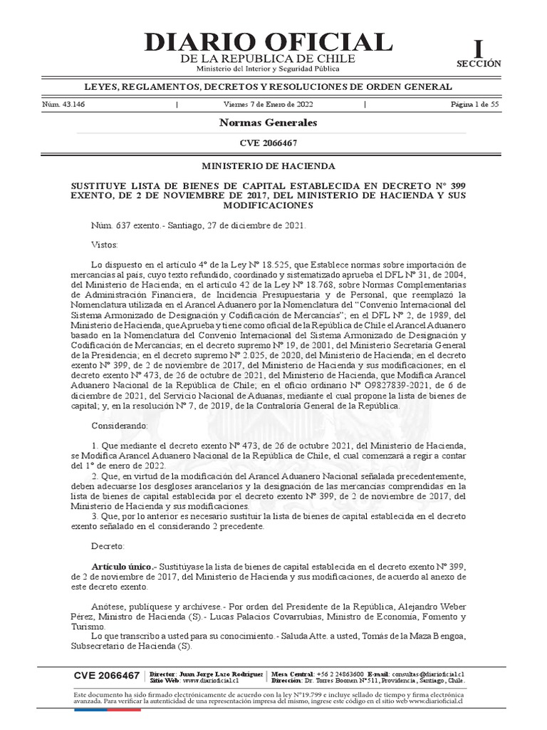 Lista de Bien de Capital PDF aduana Chile