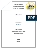 Oil Reservoirs: Dhi Qar University College of Engineering Oil and Gas Department