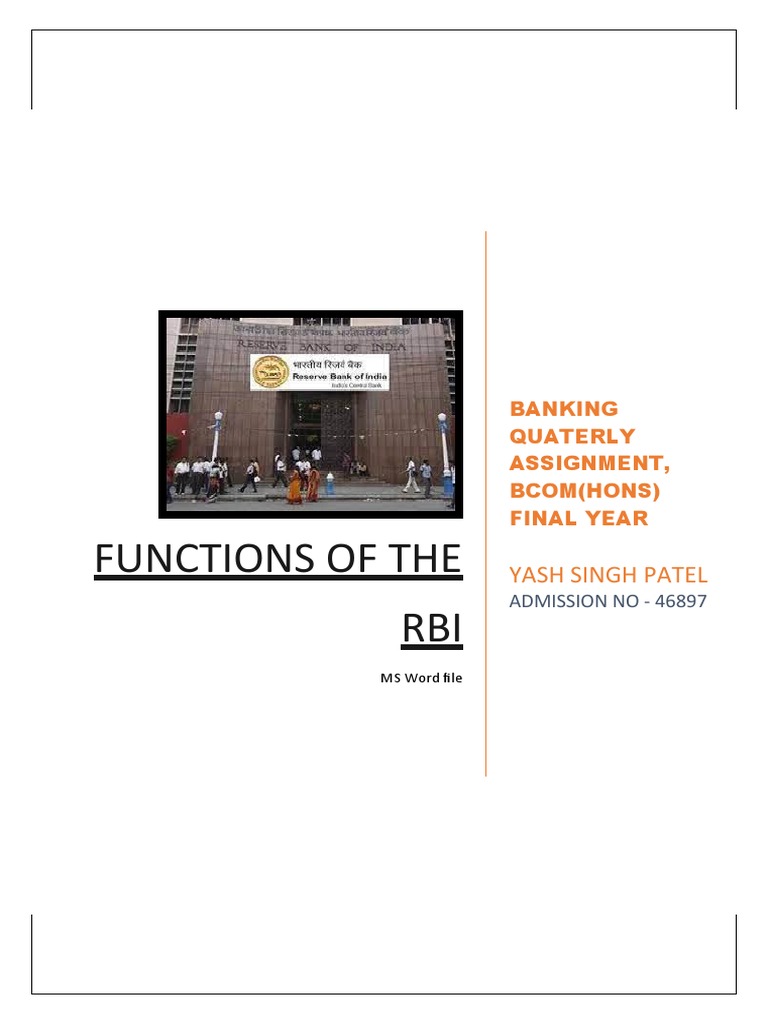 Functions of the rbi pdf reserve bank of india banks