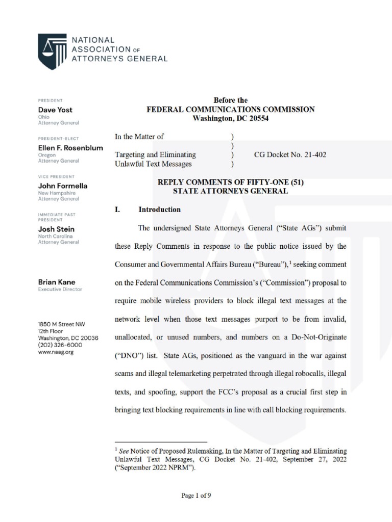 Fcc Reply Comments Robotexts Pdf Text Messaging Telecommunications