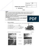 Prueba Inglés 5to