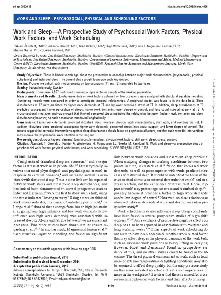 [Shift Work And Sleep] : Health consequences of shift work and ...