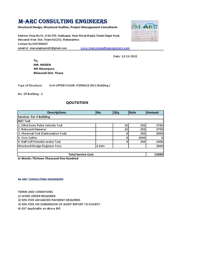 Structural Audit Quotation by M-ARC | PDF | Technology & Engineering ...