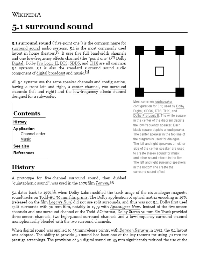 5.1 Surround Sound - Wikipedia | PDF | Sound Production Technology ...