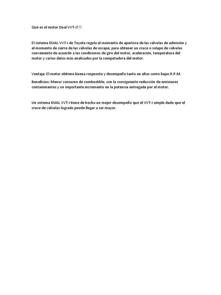 C mo el sistema dual vvt i de toyota optimiza el rendimiento del motor