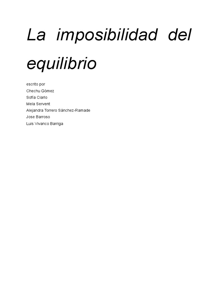 La Imposibilidad Del Equilibrio PDF