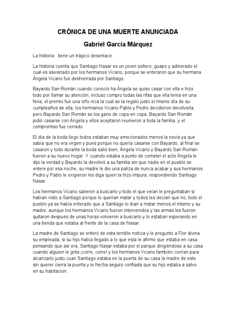 Resumen Cr nica de Una Muerte Anunciada - 1685923928