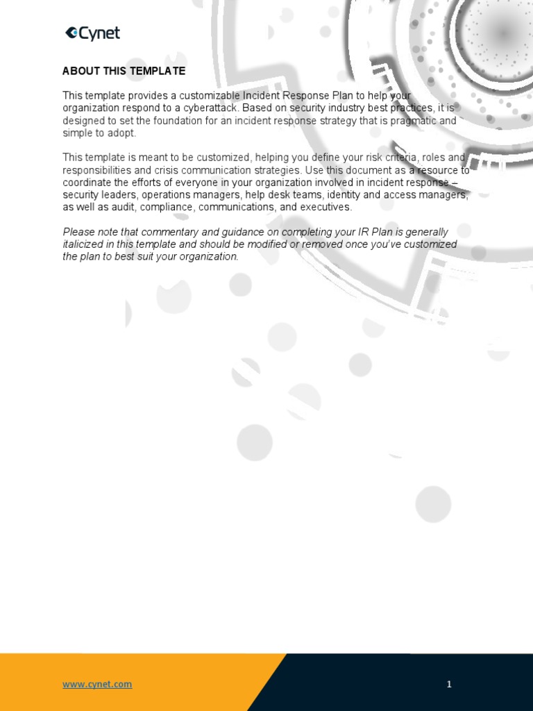 IR Plan Template PDF Security Computer Security