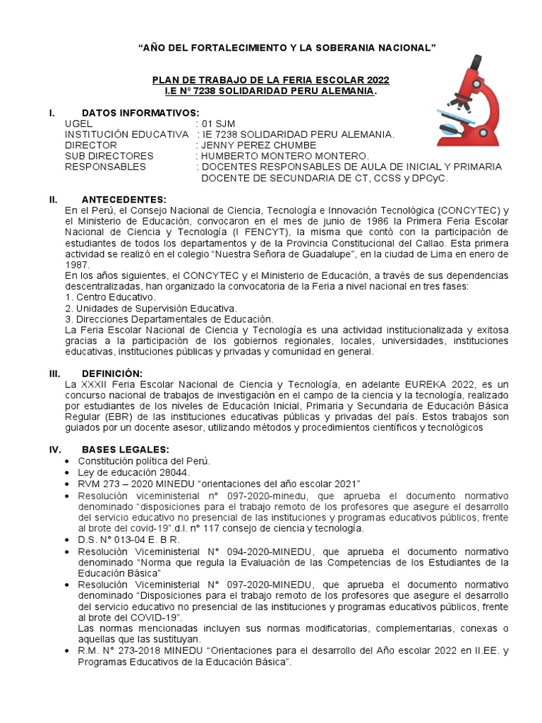 Feria Escolar de Ciencia y Tecnología 2022 | PDF | Evaluación | Diseño