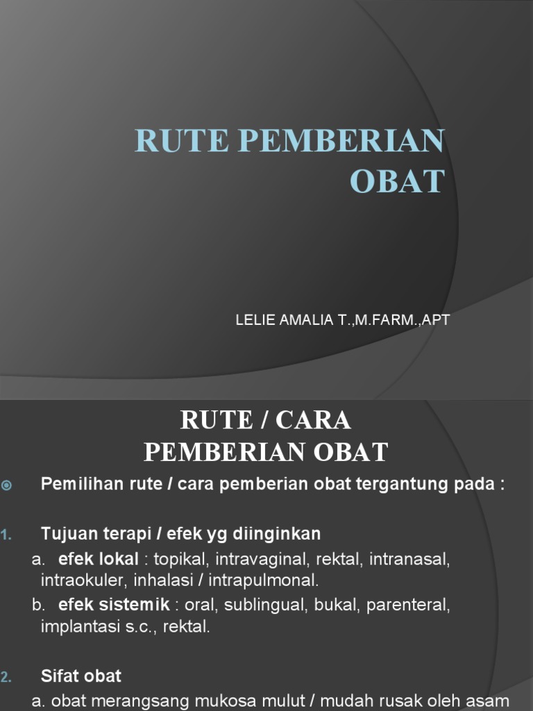 Rute Pemberian Obat dan Efeknya | PDF