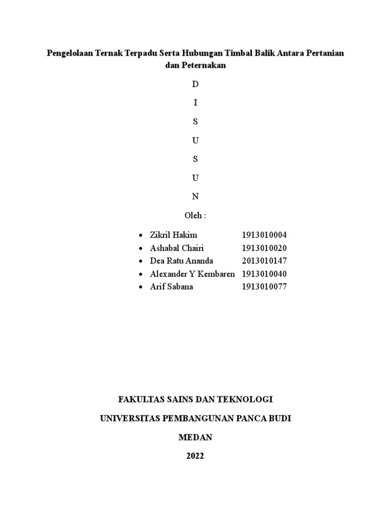 Pengelolaan Ternak Terpadu Serta Hubungan Timbal Balik Antara Pertanian