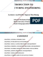 Introduction To Manufacturing Engineering: Lecturer: Ass - Prof.Dr. Nguyen Tien Duong