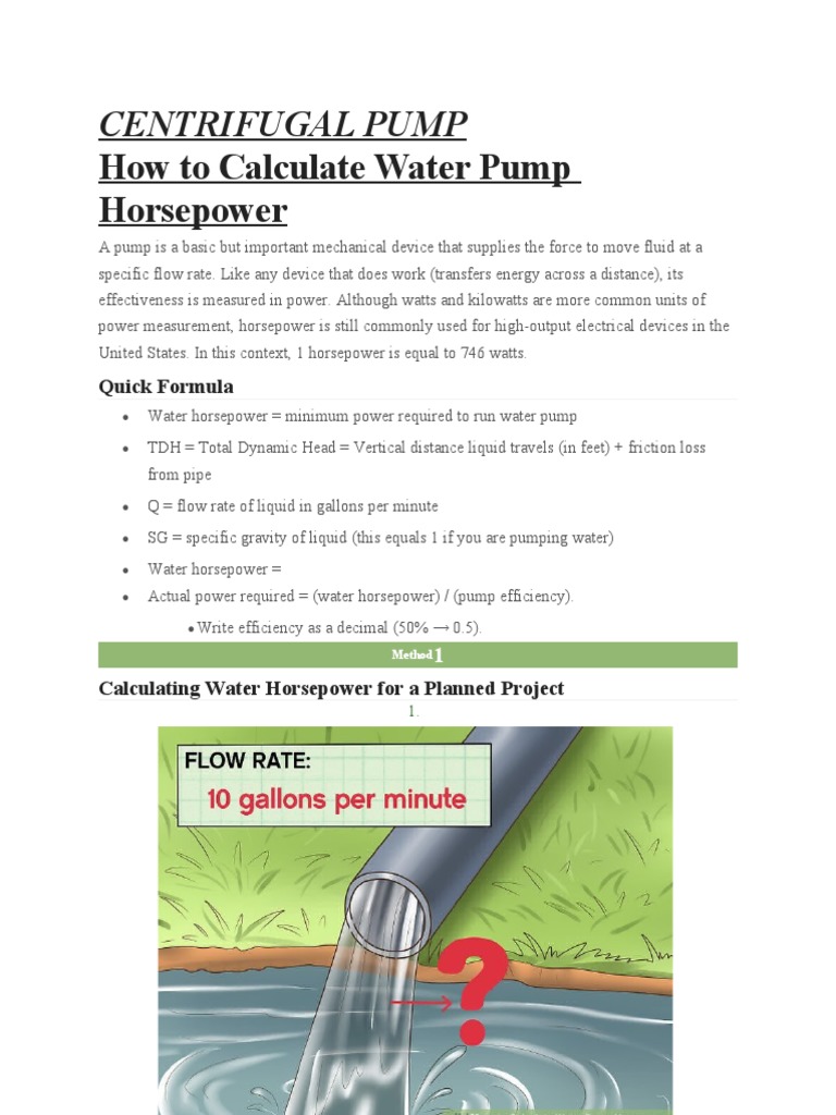 How To Calculate Water Pump Horsepower PDF Horsepower Pump