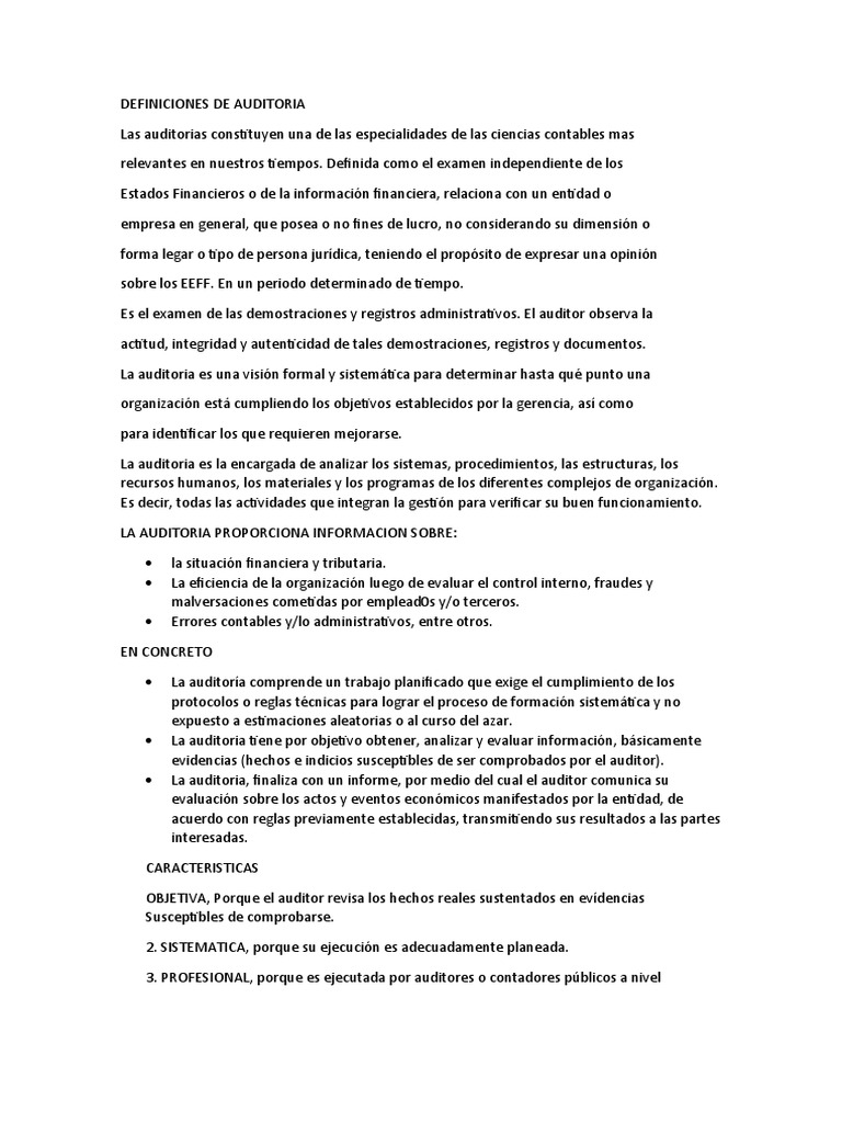Definiciones de Auditoria | Descargar gratis PDF | Auditoría | Contralor