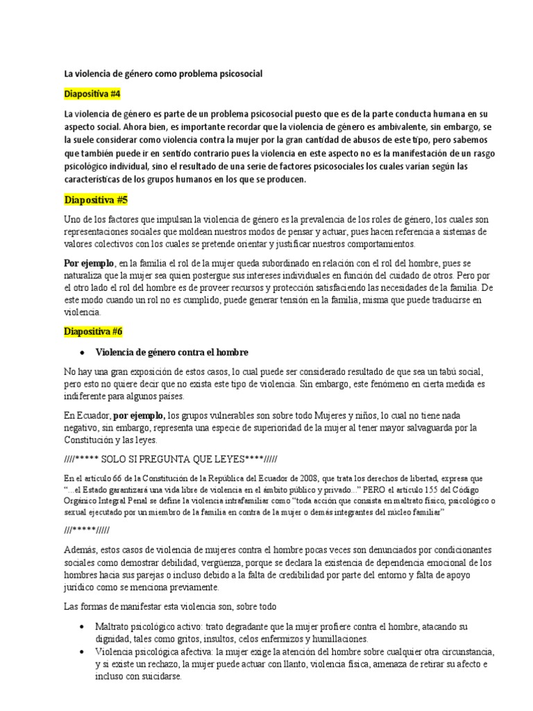 Violencia de género: un problema psicosocial | PDF | La violencia ...