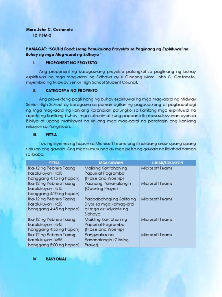 Panukalang Proyekto | PDF