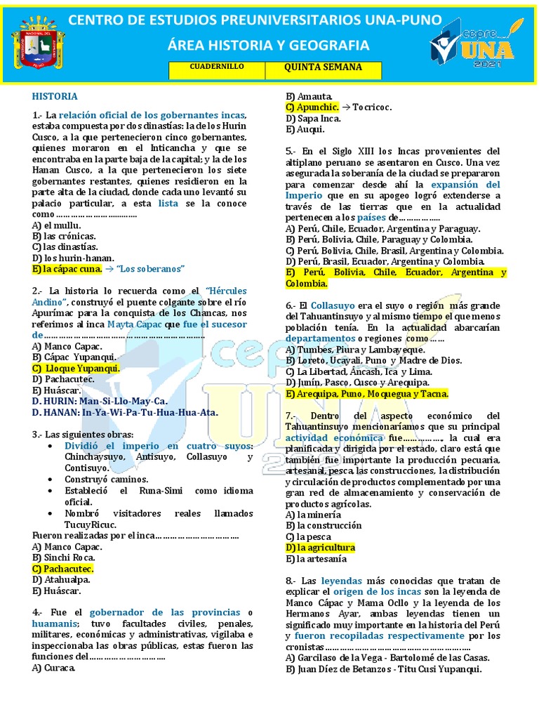 Historia 5 PDF Imperio Inca Andes