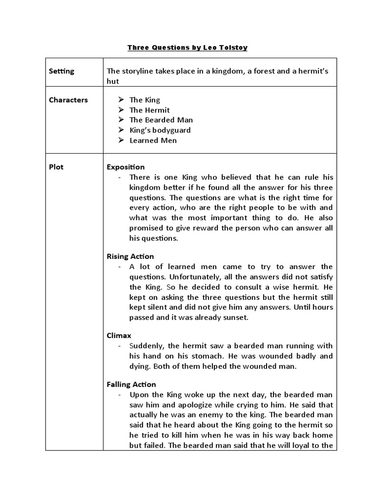 Three Questions by Leo Tolstoy PDF