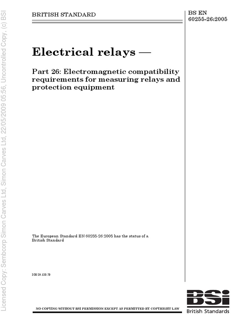 311Bs en 60255 2005 026 Compatibility Requirements For