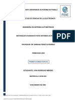 Materiales avanzados para sistemas automotrices - Examen parcial BUAP